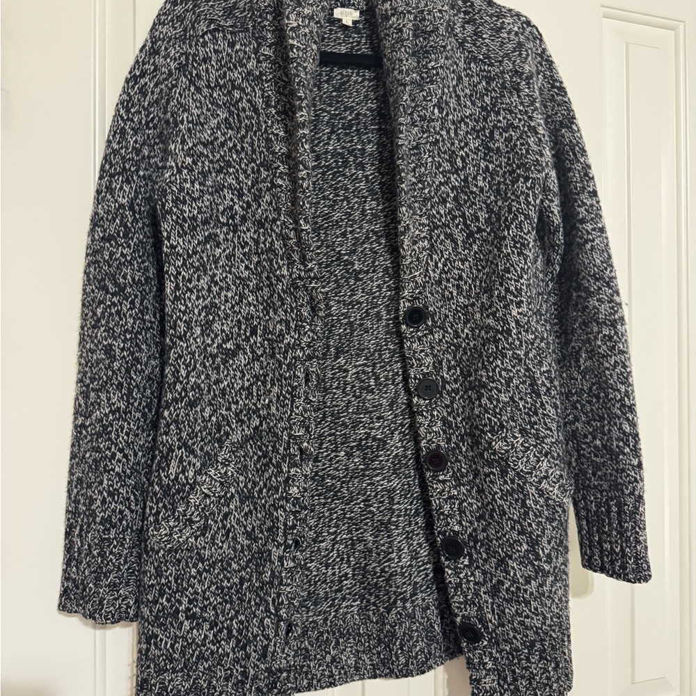 J. Crew Black and White Knit Cardigan 100% Wool